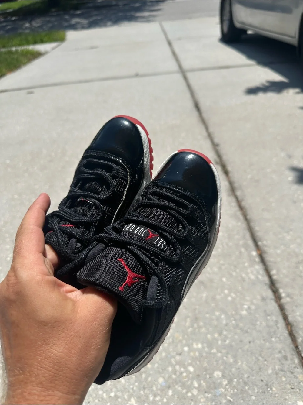 Nike Boys Air Jordan 11 FV5116-006 Black Leather Lace-Up Sneakers Size 2.5Y